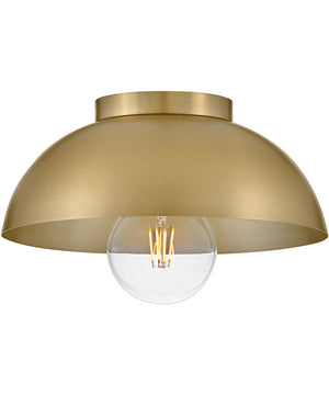 Stu 1-Light Small Flush Mount in Lacquered Brass