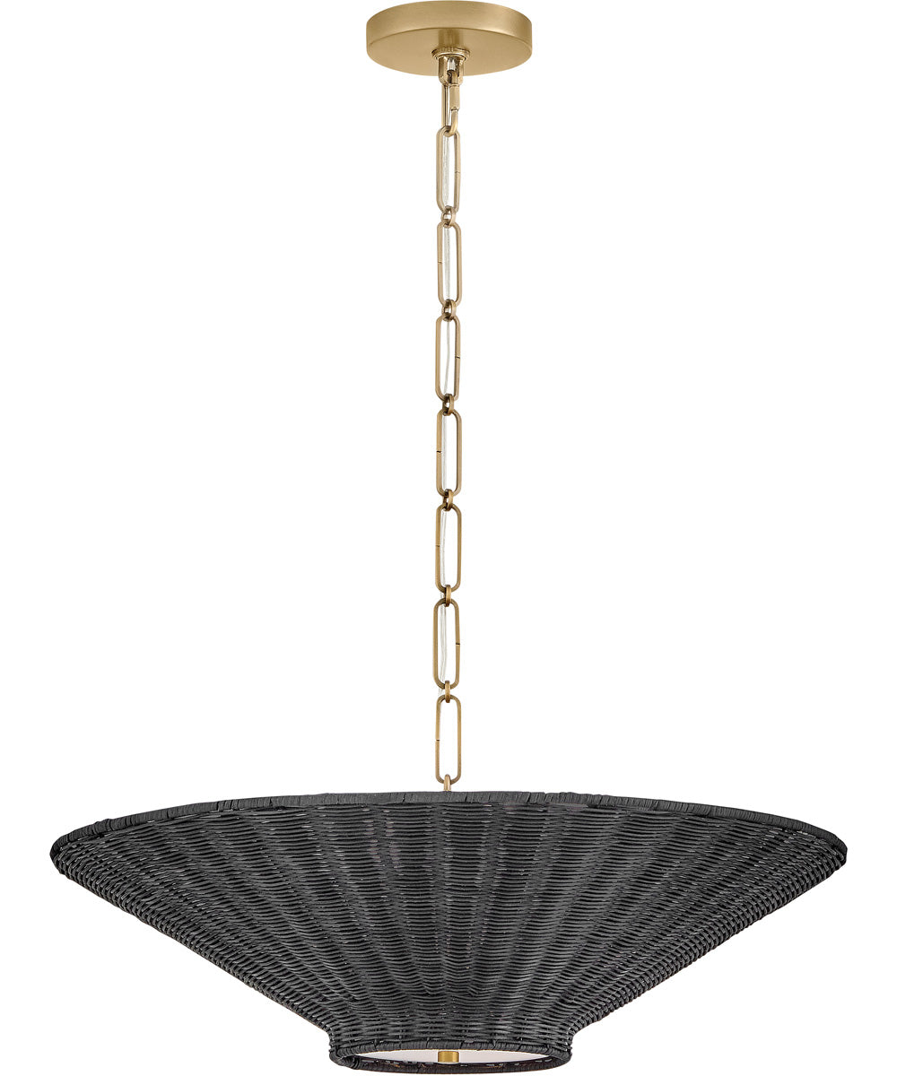 Delia 4-Light Small Convertible Chandelier in Lacquered Brass