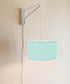 MAST Plug-In Wall Mount Pendant, 2 Light White Cord/Arm with Diffuser, Island Paridise Blue Shade 18x18x10