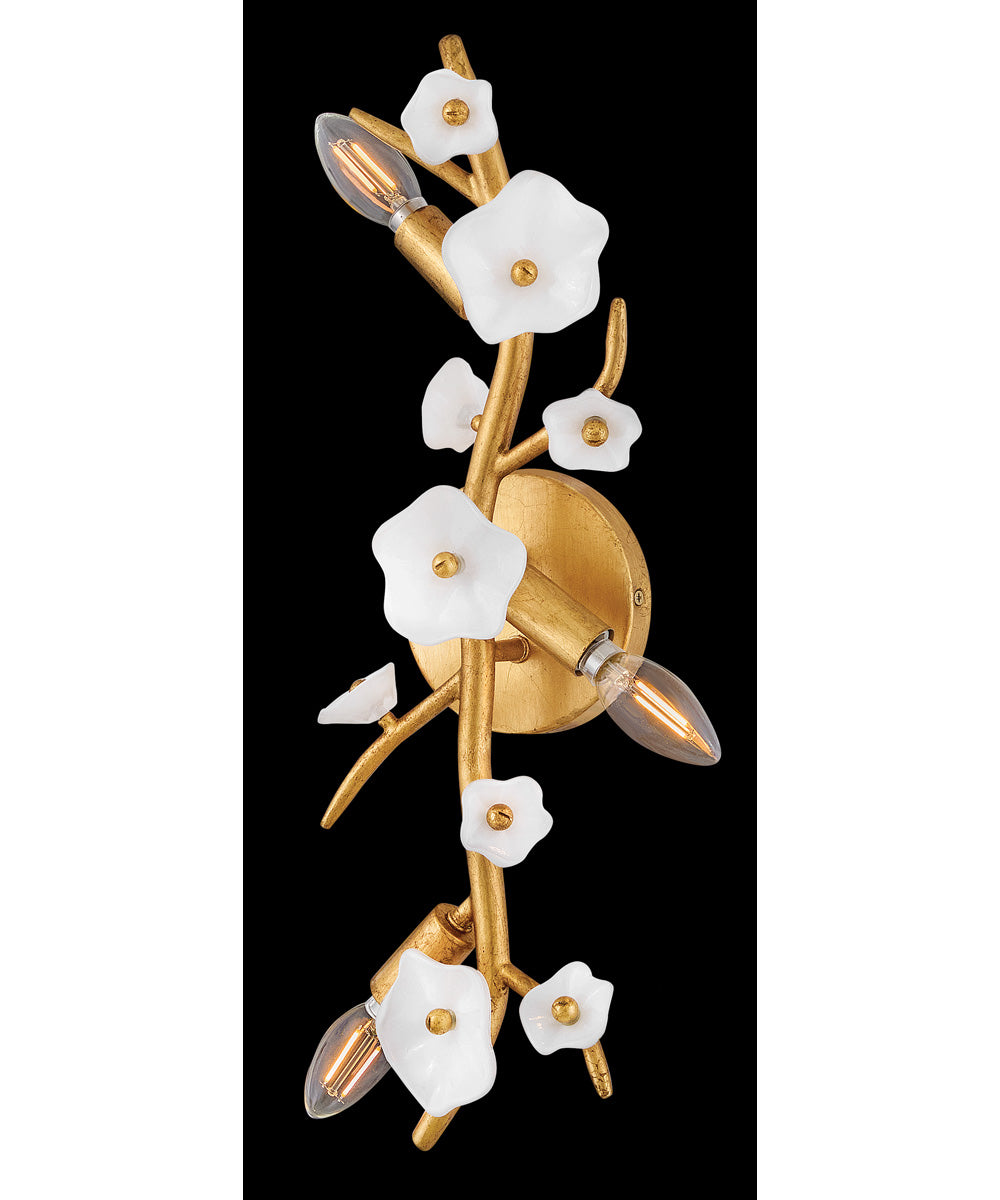 Azalea 3-Light Large Three Light Sconce in Distressed Brass