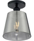 7"W Motif 1-Light Close-to-Ceiling Black / Smoked Glass