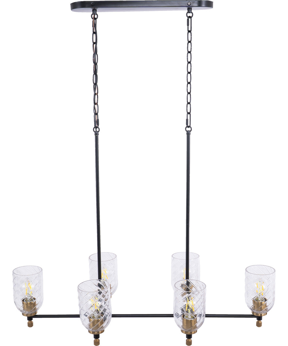 Council 6-Light Lighting Flat Black/Satin Brass