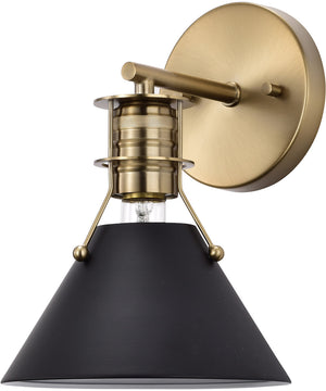 Outpost 1-Light Vanity & Wall Matte Black / Burnished Brass