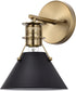 Outpost 1-Light Vanity & Wall Matte Black / Burnished Brass