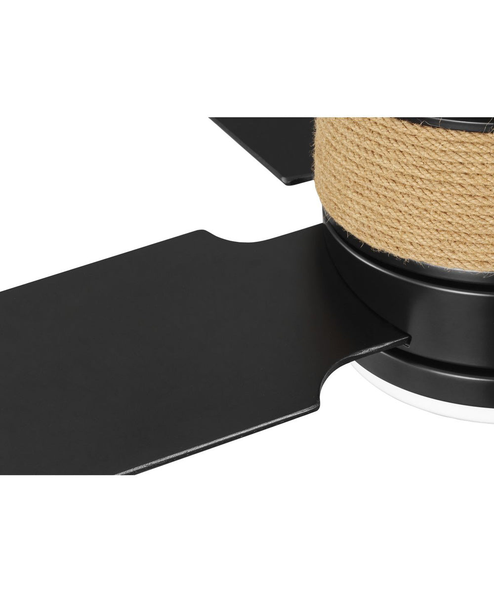 Shaffer II 56 in. 4-Blade Ceiling Fan with Integrated LED Lamped Light Natural Jute Accents Matte Black