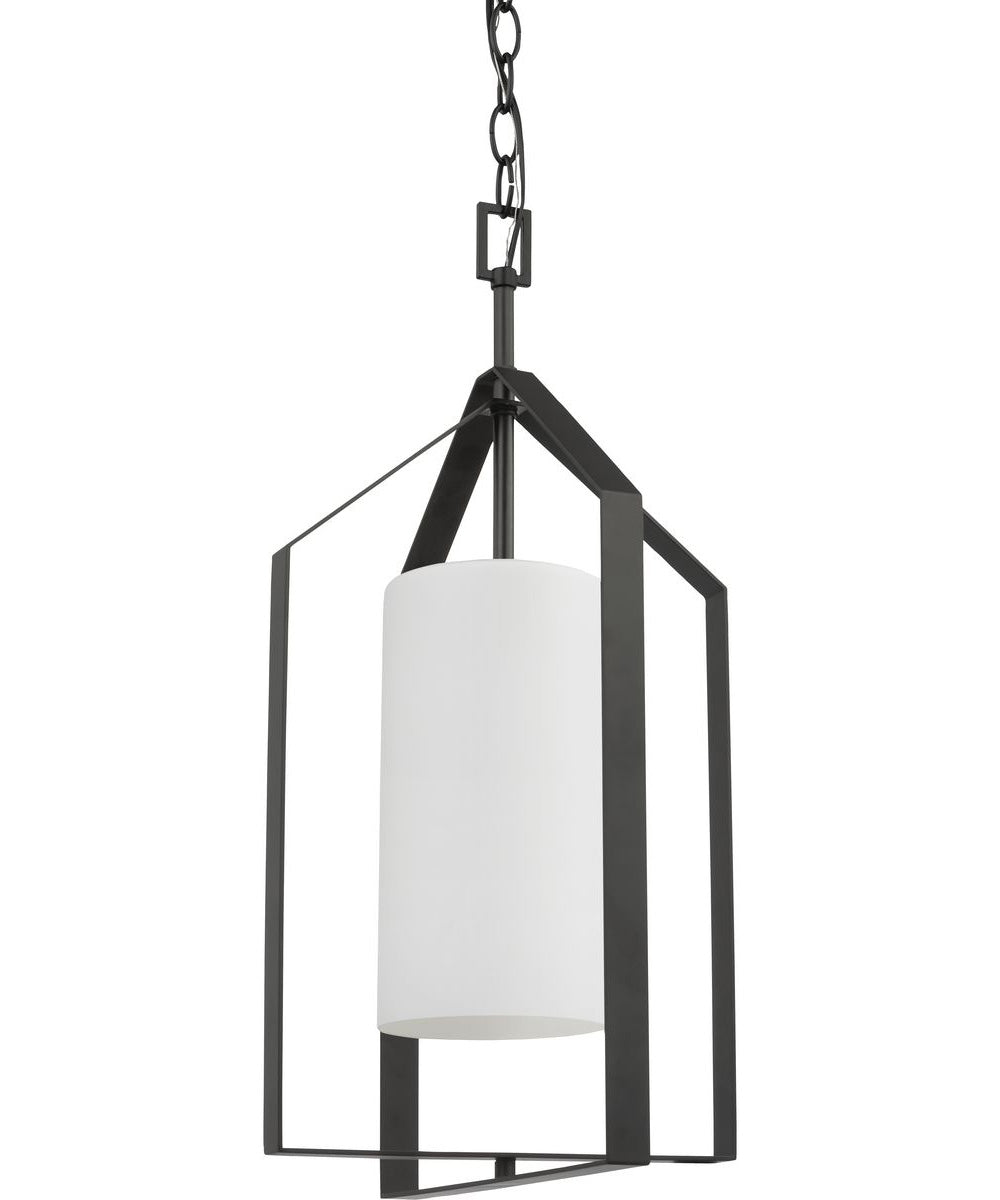 Vertex 1-Light Etched White Foyer Light Matte Black