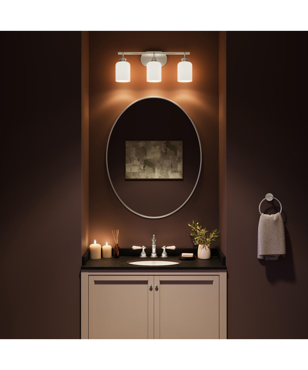 Reines 3-Light Bath Vanity with Opal Glass Shades Brushed Nickel
