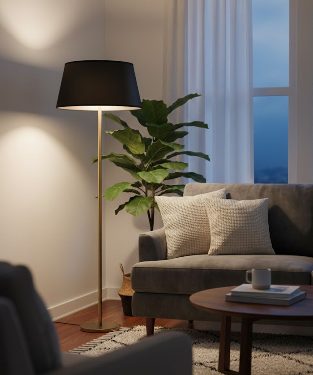 12x15x8 Black Opaque/Gold Foil Tapered Drum Hardback Lampshade