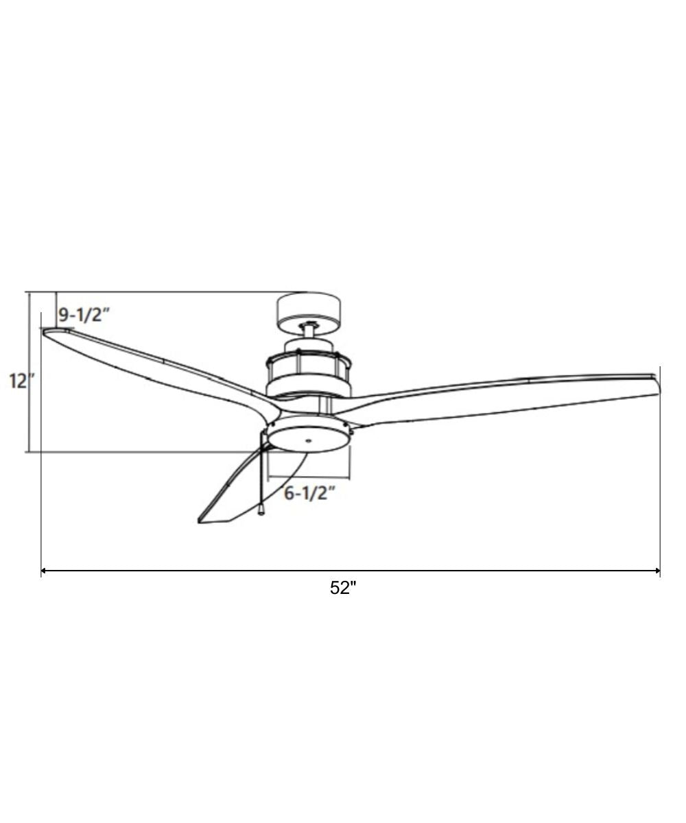 52" Torque 3-Blade Ceiling Fan Oil Rubbed Bronze Motor Finish and Walnut Blade Finish with Pull Chain