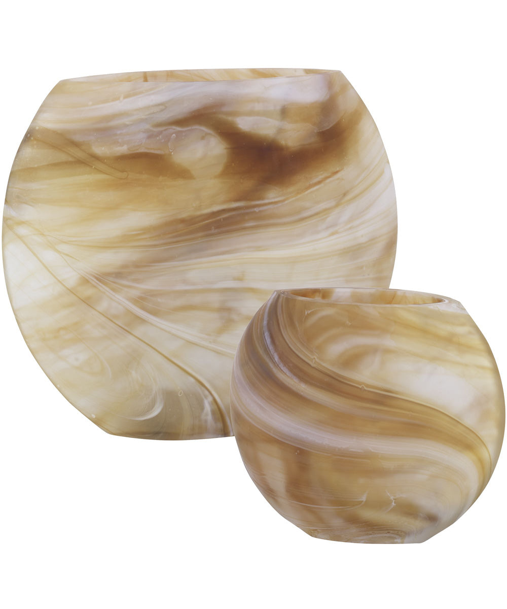 Fusion Swirled Caramel & Ivory Vases, Set of 2