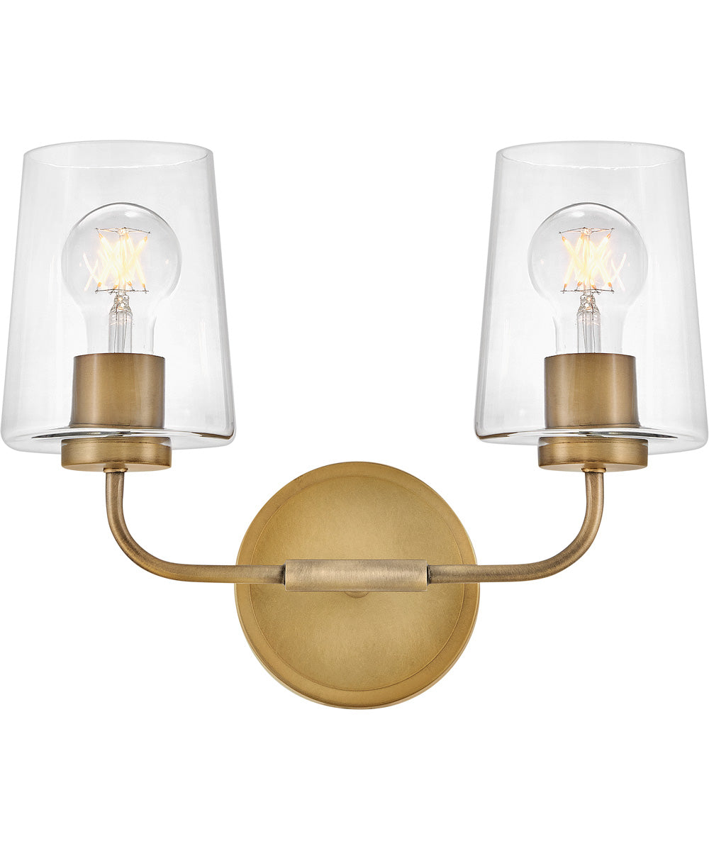 Kline 2-Light Small Two Light Vanity in Heritage Brass