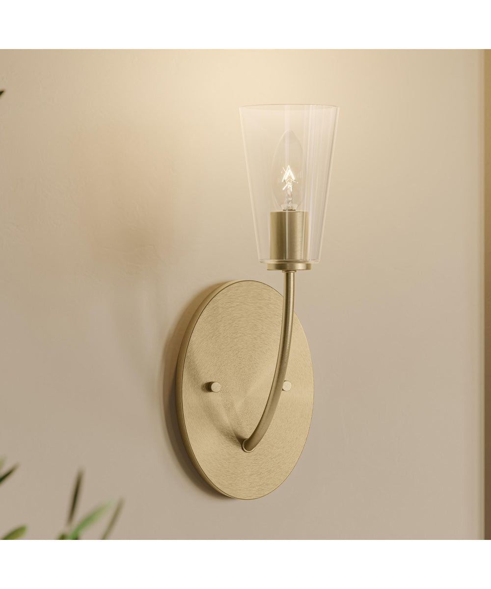 Jheni 1-Light Wall Sconce with Clear Glass Shades Brushed Gold