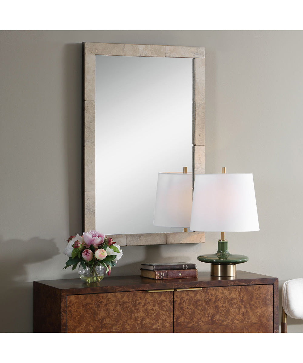 Pave Rectangular Travertine Mirror