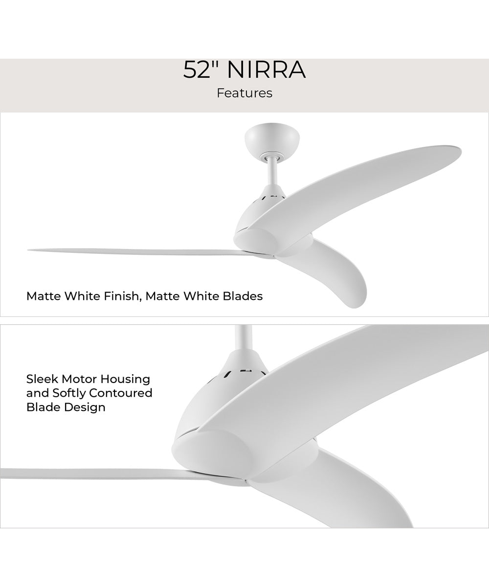 Nirra 52-in. 3-Blade Modern Ceiling Fan Matte White