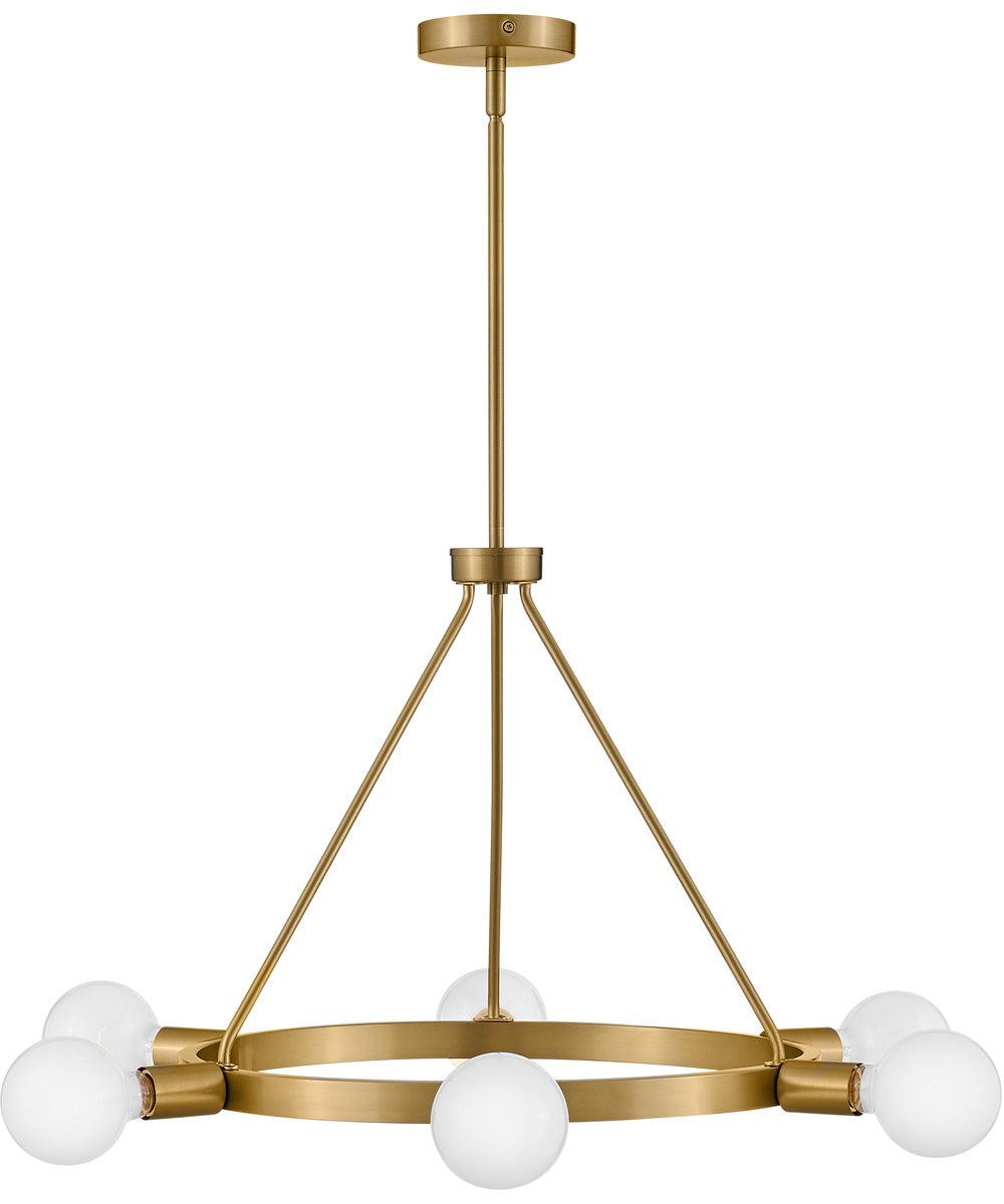 Orla 6-Light Medium Single Tier Chandelier in Lacquered Brass