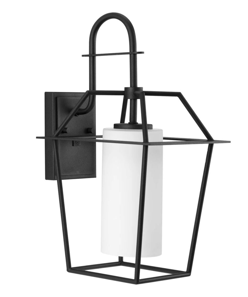 Chilton 1-Light 18"h Large Outdoor Wall Lantern Etched Opal Glass Textured Black Finish by Progress