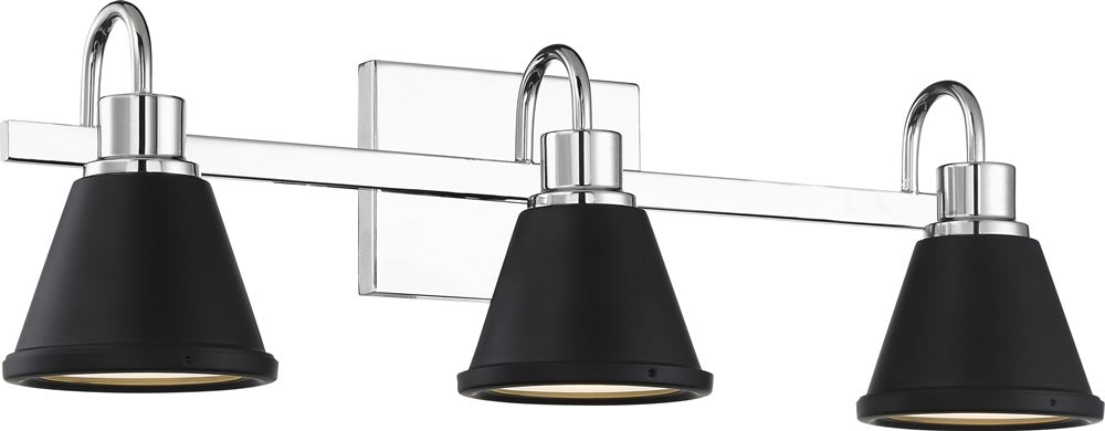 24"W Bette 3-Light LED Vanity & Wall Polished Nickel / Matte Black