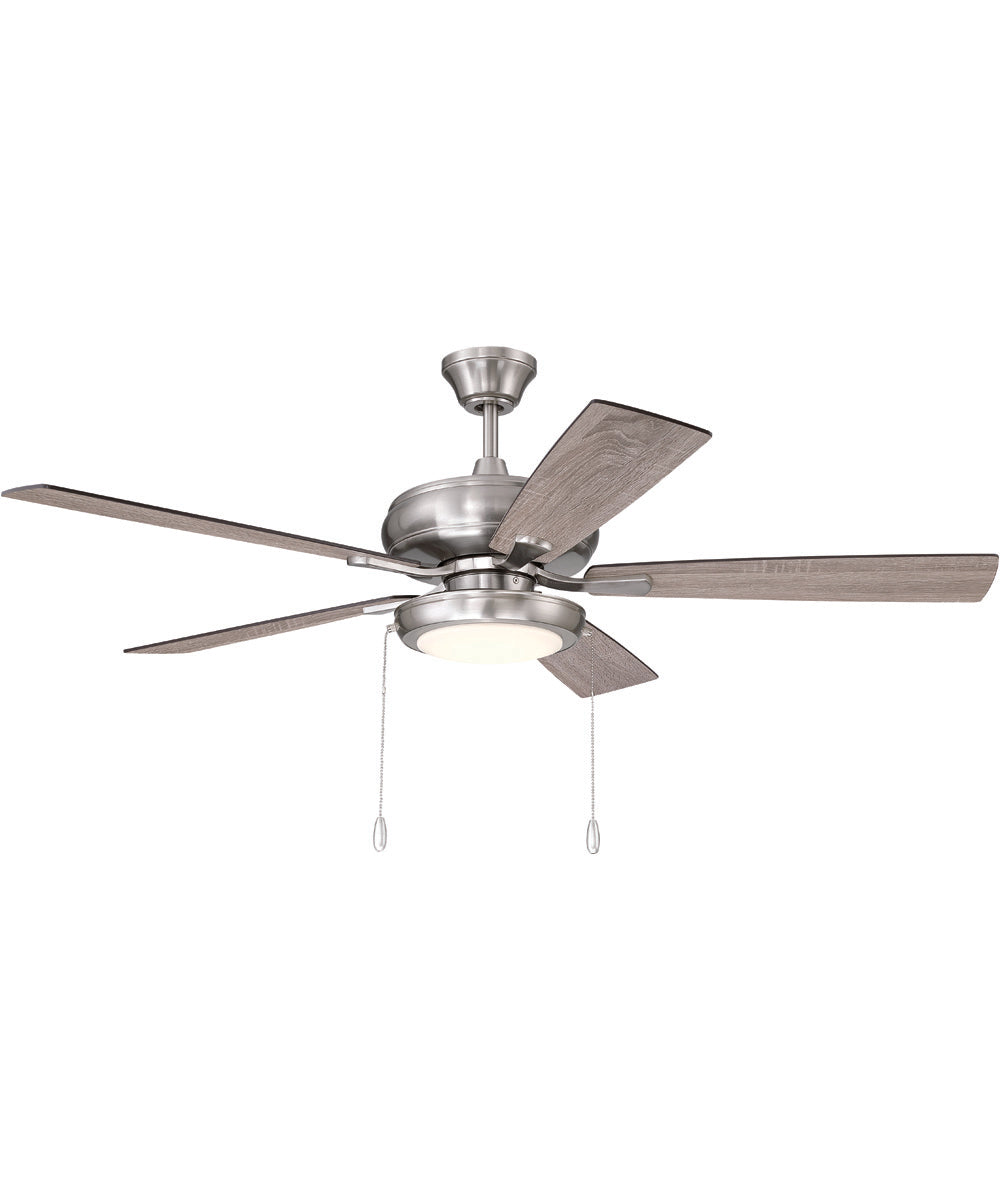 EOS Low Profile 1 bulb Frosted White 52" Ceiling Fan 1-Light Fan Brushed Polished Nickel