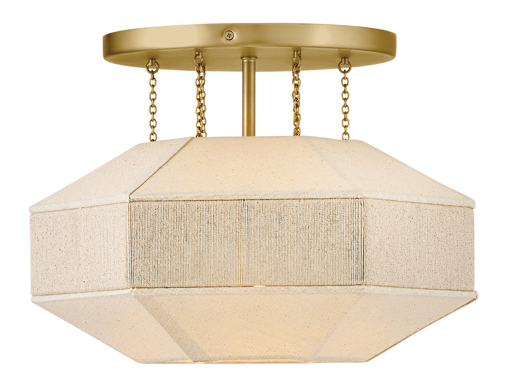 Lyla 1-Light Medium Semi-Flush Mount in Lacquered Brass