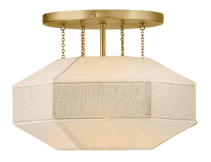 Lyla 1-Light Medium Semi-Flush Mount in Lacquered Brass