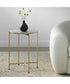 Accent Table with Gold Frame and Dark Travertine Marble
