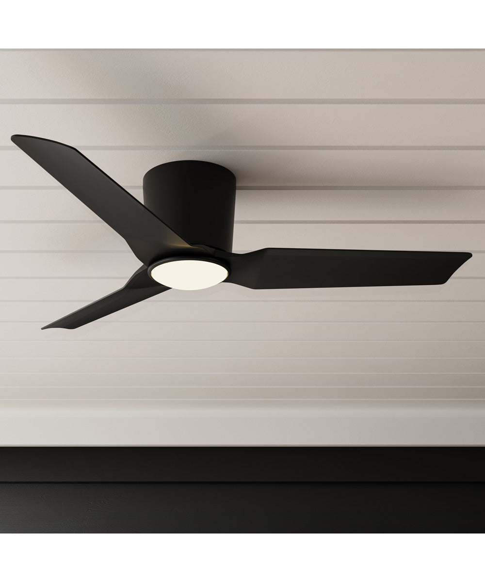 Rynn 48-in. 3-Blade Flush Mount Modern LED Ceiling Fan Matte Black
