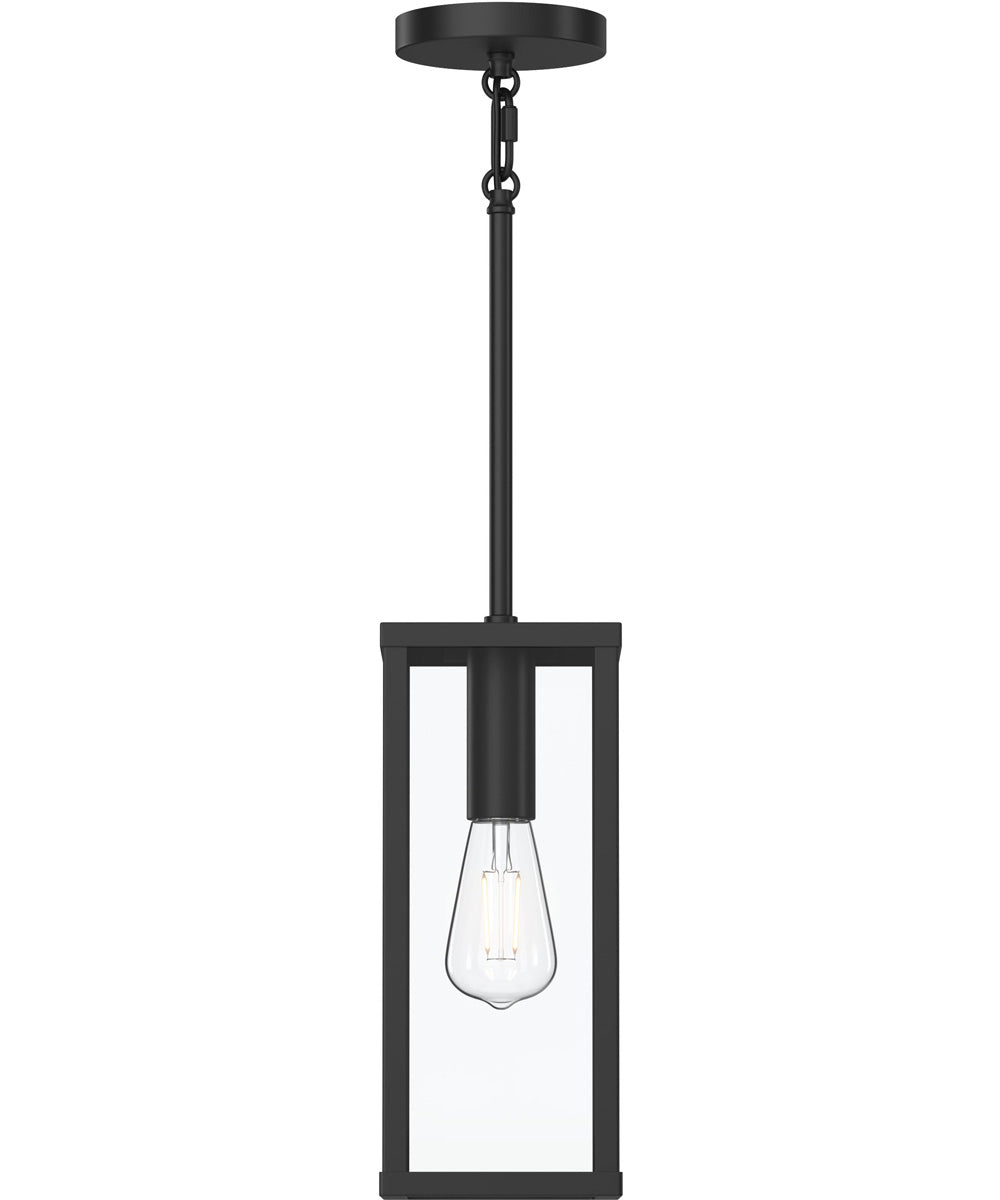 Ryle 1-Light Outdoor Pendant Light with Clear Glass Panels Matte Black