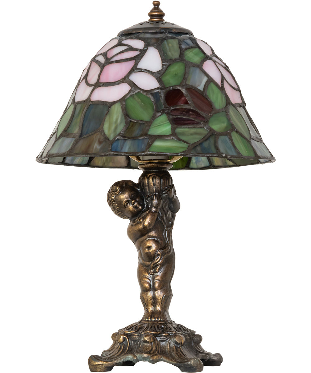 12" High Tiffany Rosebush Cherub Accent Lamp