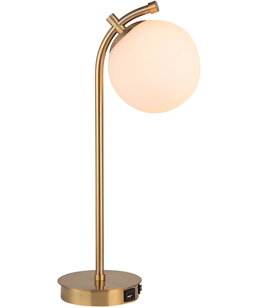 Modern Desk Lamp with White Glass Globe and USB Port