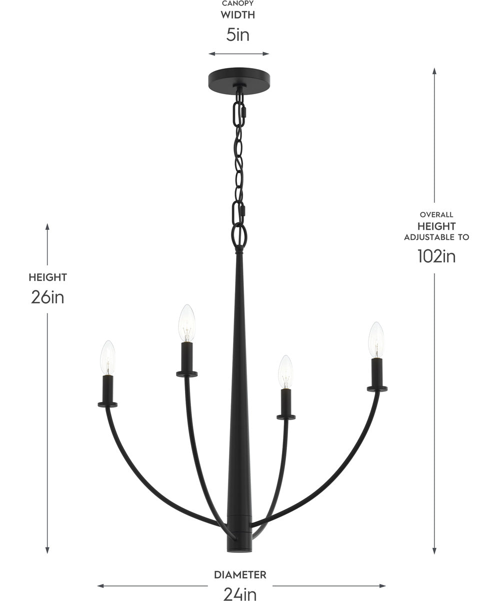 Jheni 4-Light Medium Chandelier Matte Black