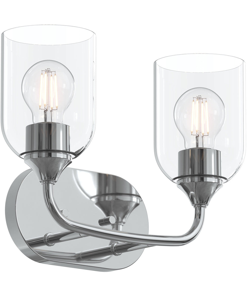 Ilia 2-Light Bath Vanity with Clear Glass Shade Polished Chrome