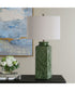 1-Light Table Lamp with Raised Leaf Ceramic in Glossy Green