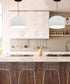 14" W 2 Light Pendant White Shade with Diffuser, Black Cord