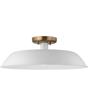 Colony 1-Light Close-to-Ceiling Matte White / Burnished Brass