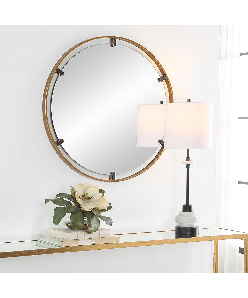 32x32" Wall Mirror with Gold Frame on Dark Bronze Clips