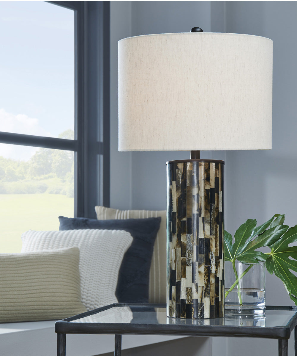 Ellford Poly Table Lamp Black/Brown/Cream