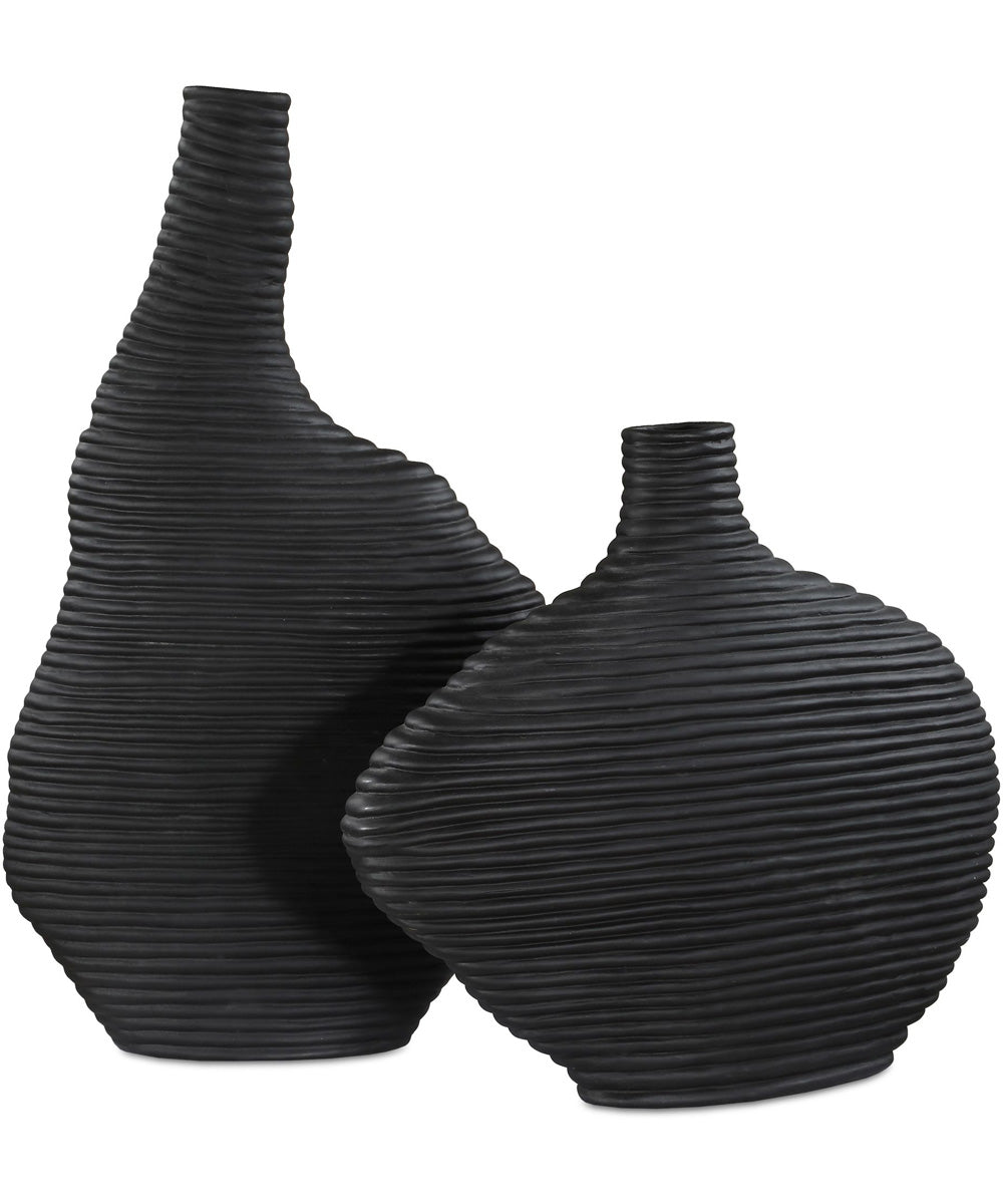 Duostacked Black Vases Set of 2
