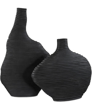 Duostacked Black Vases Set of 2