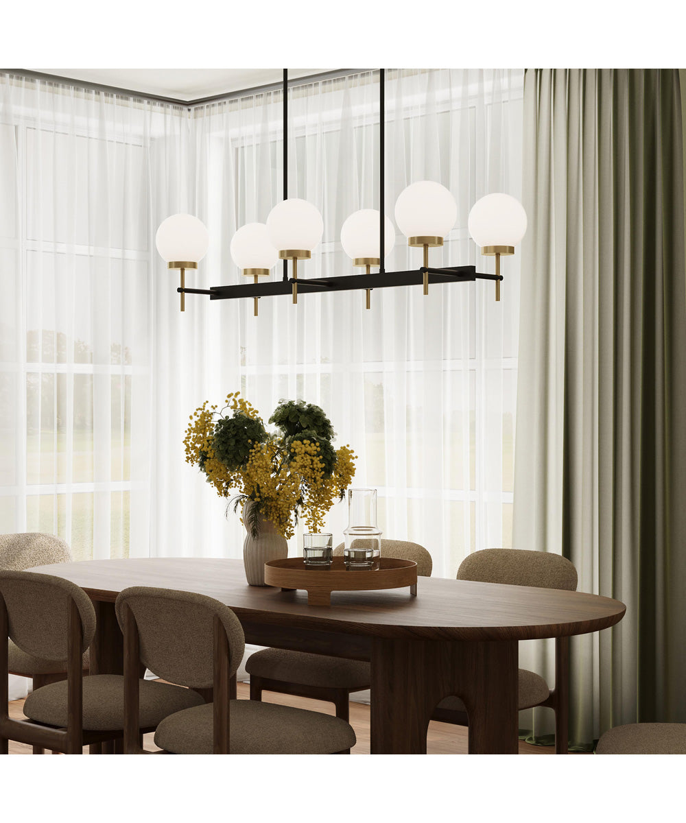 Rigsby 6-Light Linear Chandelier Matte Black and Brushed Gold
