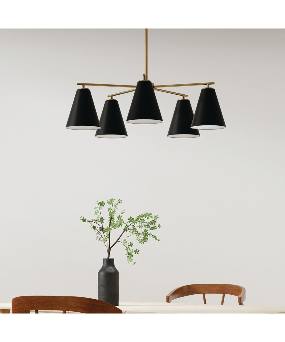 Charlie 5-Light Chandelier Matte Brass and Black