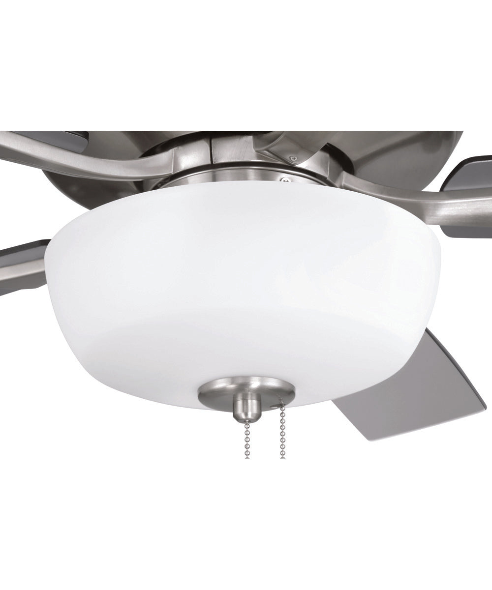 EOS 2 Light Frosted White Bowl 52" Ceiling Fan 2-Light Fan Brushed Polished Nickel