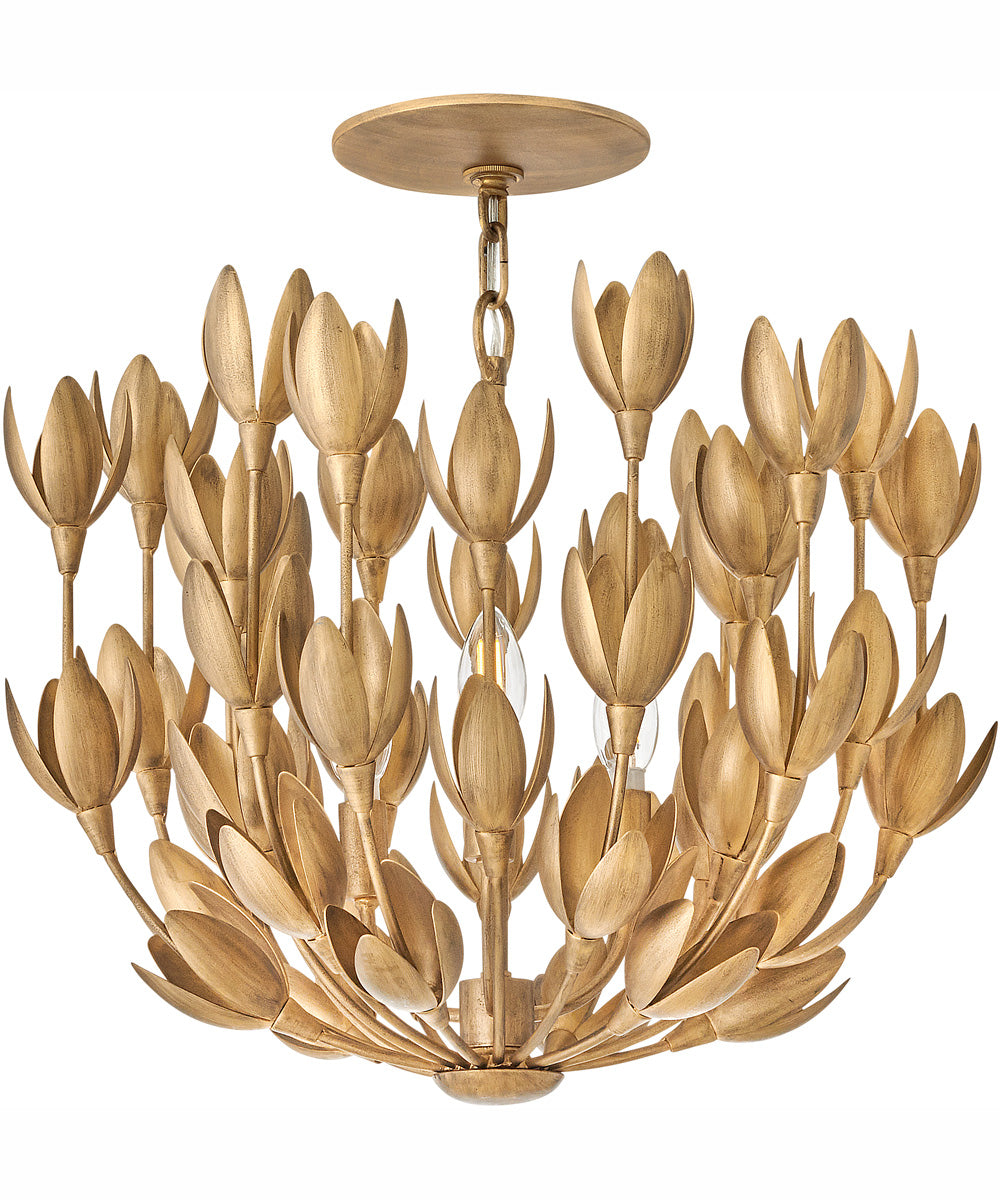 Flora 3-Light Large Convertible Semi-Flush Mount in Burnished Gold