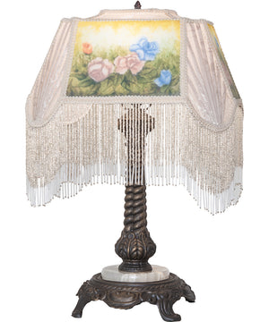 21" High Reverse Painted Roses Table Lamp
