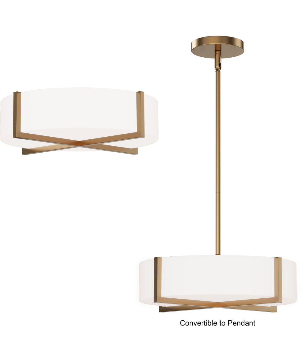 Dexter 15 inch LED Flush Mount/ Pendant Convertible Natural Aged Brass