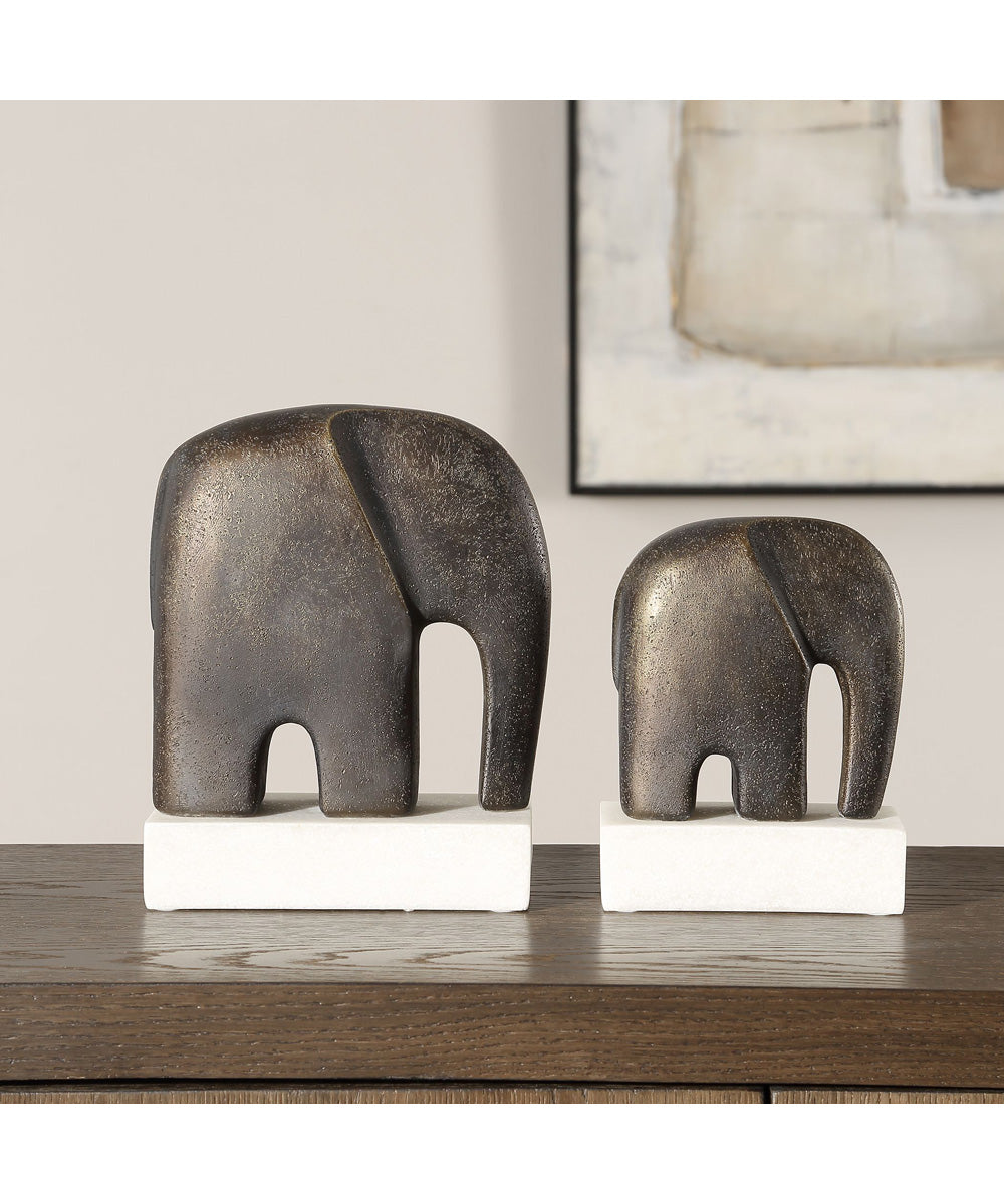 Timeless Tusk Bronze Sculptures Set of 2