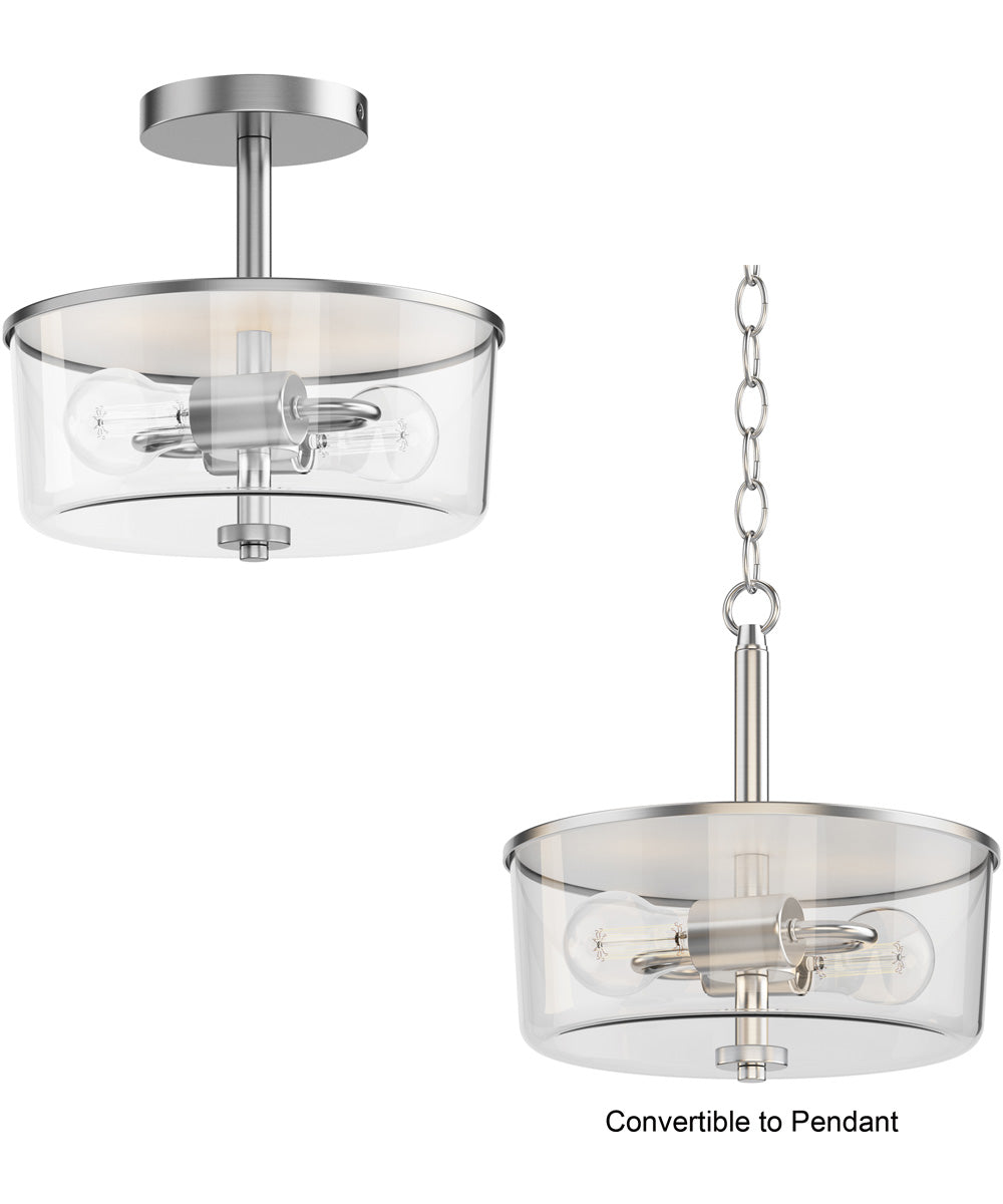 Fuller 2-Light Semi Flush/Pendant Convertible Satin Nickel