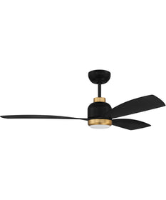 52" Donovan 1-Light Fan Flat Black/Satin Brass