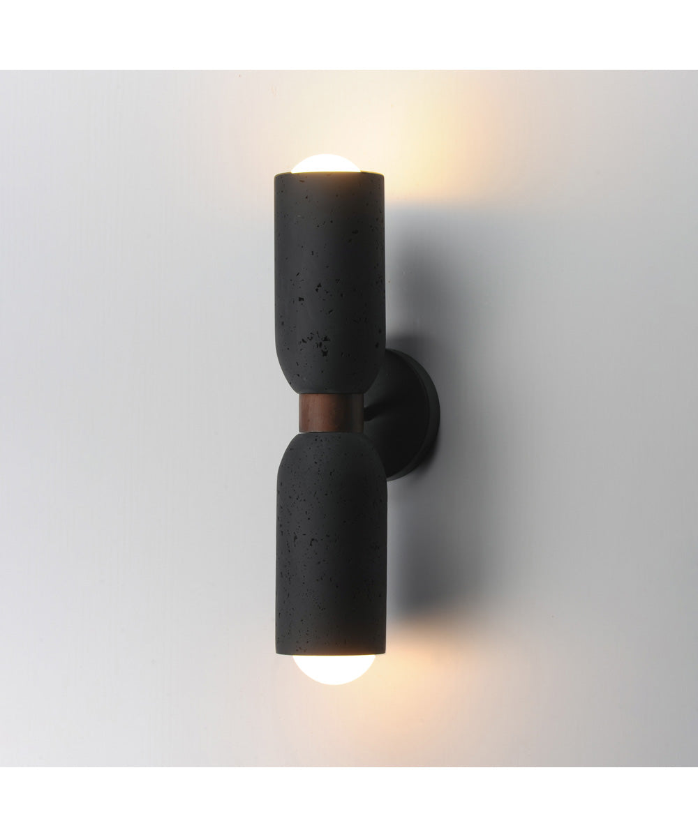 Pompeii 2-Light Wall Sconce Lava / Black