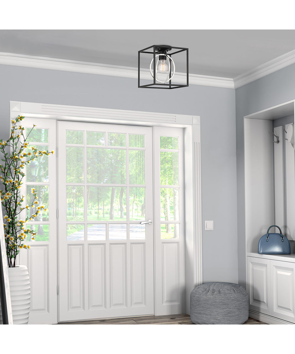 Kew Gardens 1 Light Semi Flush Matte Black