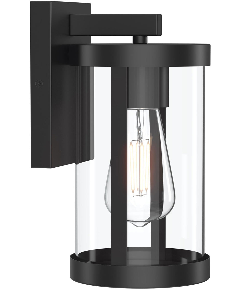 Kagen Small Outdoor Wall Light with Clear Glass Panels Matte Black